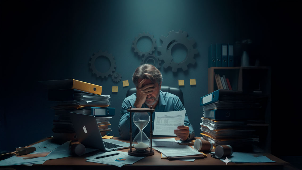 dueño de empresa preocupado por no contratar a tiempo ARL para sus empleados